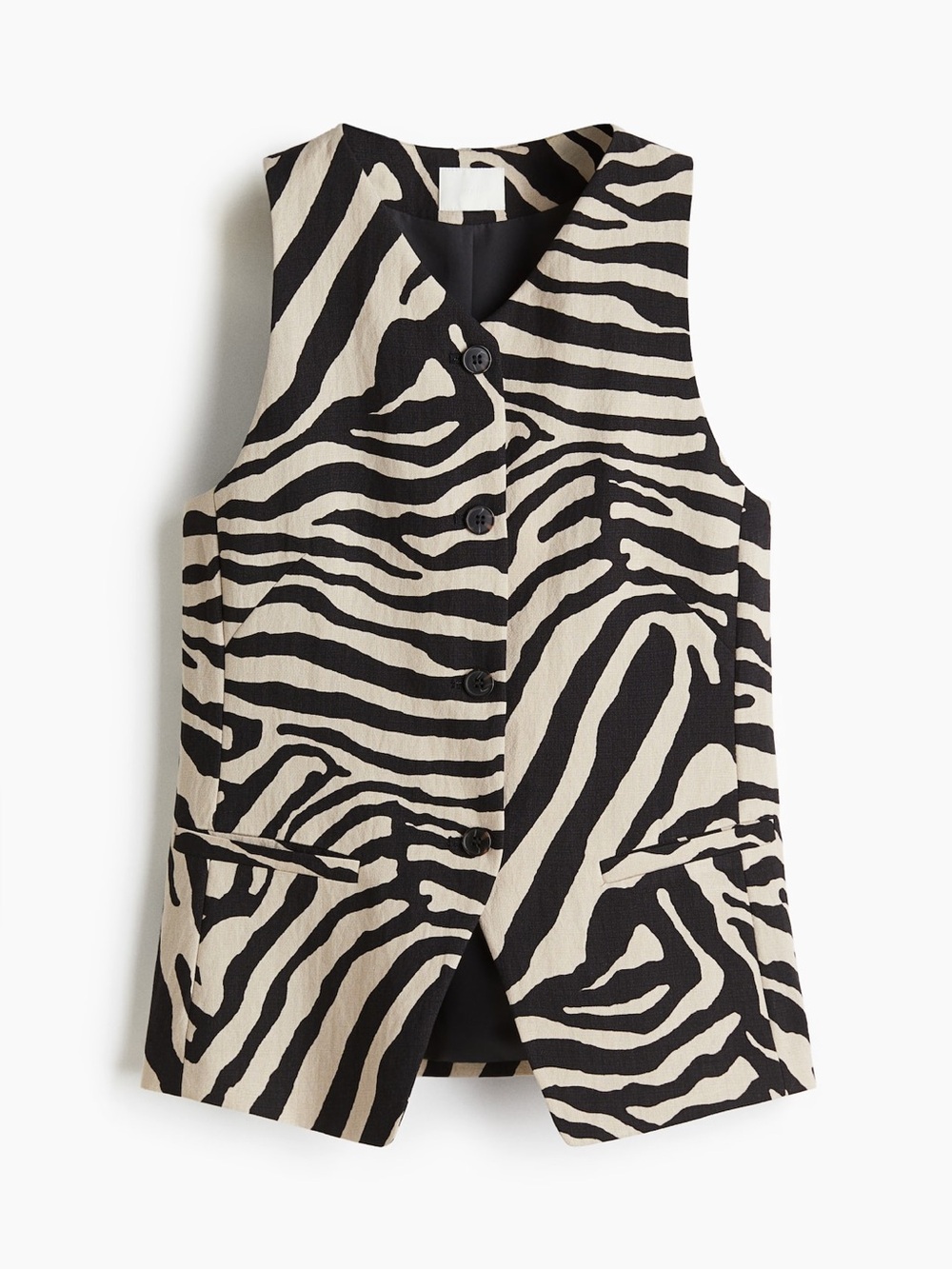 NWT H&M Zebra Print Sleeveless Button Vest - M